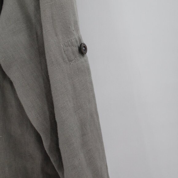 Tom Ford Shirt Mens 16.5 Linen safari military Button Up Long Roll Tab Sleeve - Picture 4 of 16